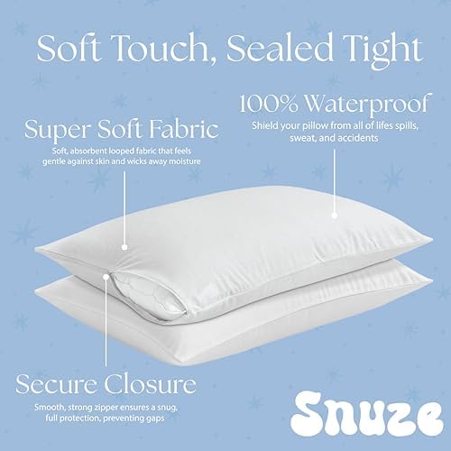 Snuze Terry Pillow Protector 2-Pack Waterproof Zip