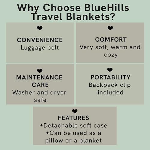 BlueHills Premium Soft Travel Blanket Pillow