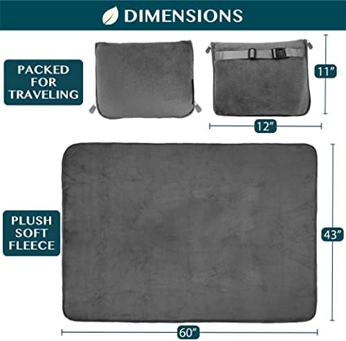 PAVILIA Travel Blanket Pillow 2-in-1 Combo Set 60x43 Gray