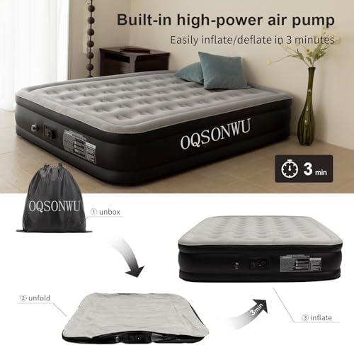 Oqsonwu 16 Queen Air Mattress with Built-in Pump