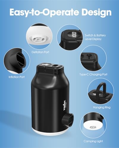 TRILINK Mini Portable Air Pump with 5 Nozzles and LED Light 1
