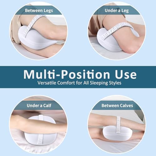 Beslovo Knee Pillow for Side Sleepers with Ice Silk Cover and Strap