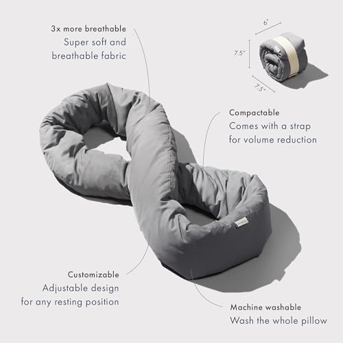 Huzi Infinity Pillow - Travel Neck Support Comfort Grey