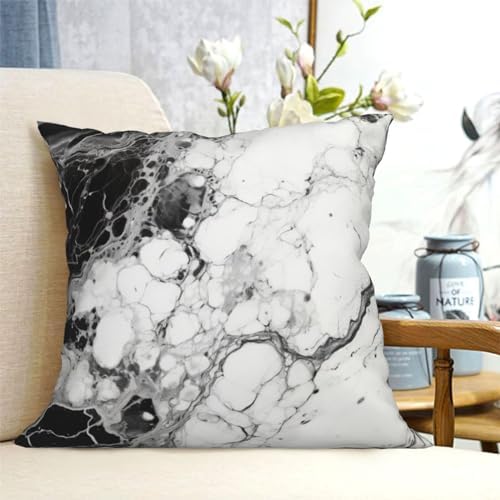 Ogniwo Black White Marble Throw Pillow 12x12 Inch