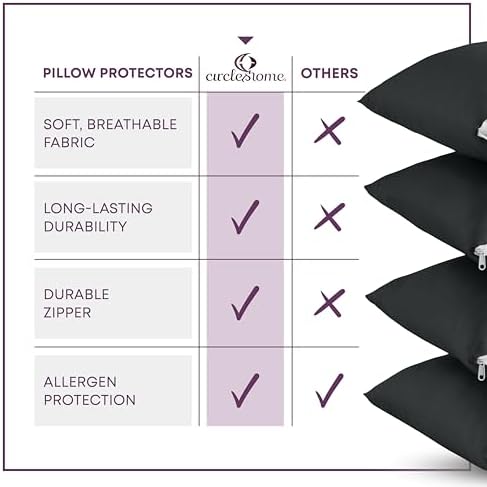CirclesHome Pillow Protectors 2 Pack King Size Zippered