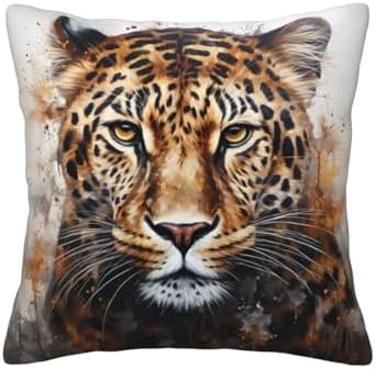 Leopard Print Throw Pillow - 12x12 Inch Soft Cushion Cover