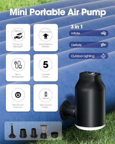 TRILINK Mini Portable Air Pump with 5 Nozzles and LED Light 1