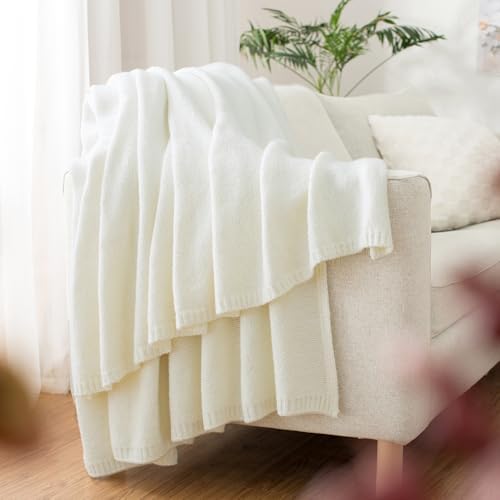 Carriediosa Wool Blend Knit Throw Blanket 50 x 60 Vanilla Cream
