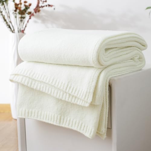 Carriediosa Wool Blend Knit Throw Blanket 50 x 60 Vanilla Cream