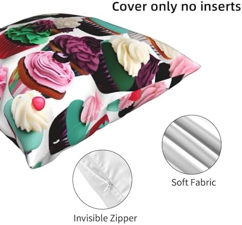 Ogniwo Delicious Cupcakes Throw Pillow 12x12 Inch Soft Square Cushion Cover
