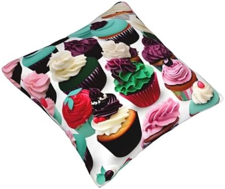 Ogniwo Delicious Cupcakes Throw Pillow 12x12 Inch Soft Square Cushion Cover