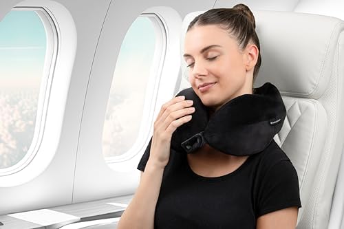 Brookstone Contoured Travel Pillow - Lightweight Memory Foam Neck Support
