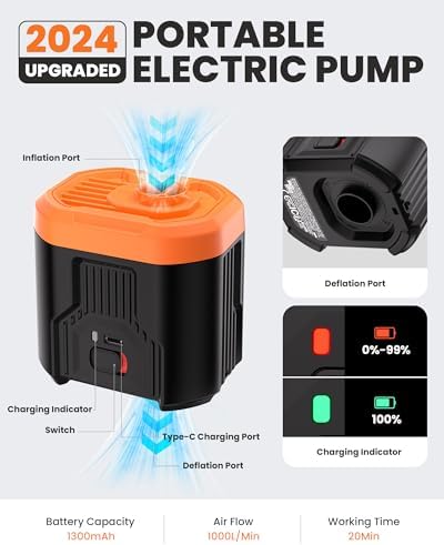 OutdoorMaster Bonito 5kPa Electric Air Pump with Rechargeable Battery