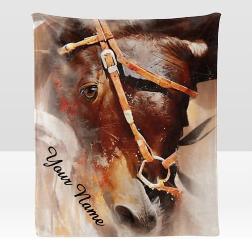 Custom Blanket with Name Personalized Horse Fleece Throw