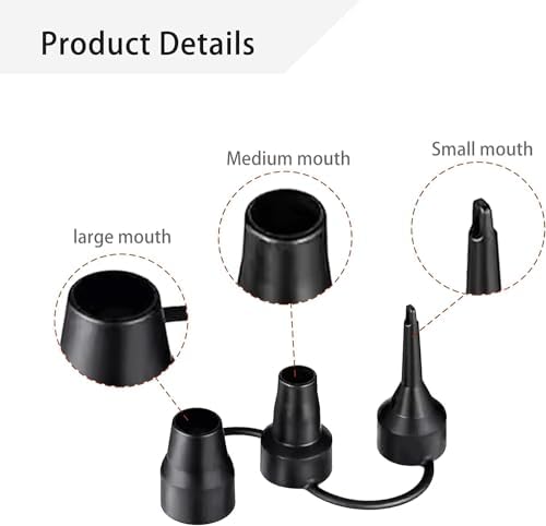 Weicoca 3 Sizes Black Air Pump Nozzle Replacement Set