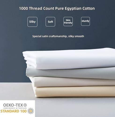 1000 Thread Count Cotton Pillow Cases Set of 2 100 Egyptian Cotton Sateen
