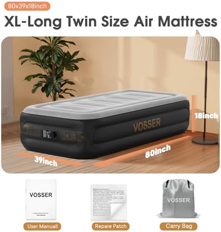VOSSER Twin Air Mattress with Built-In Pump and Storage Bag