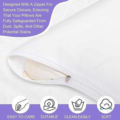Shimeyao 24 Pcs Zippered Pillow Protectors White