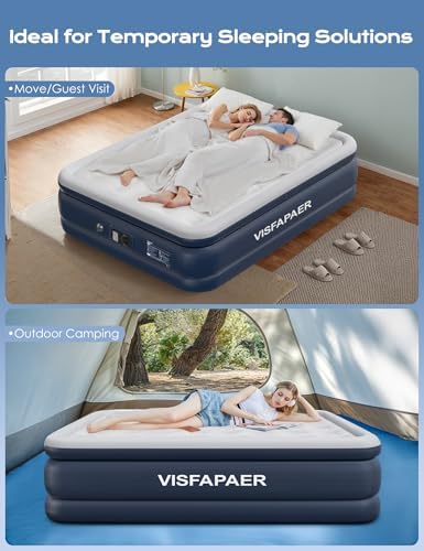 VISFAPAER Queen Air Mattress with Built-in Pump