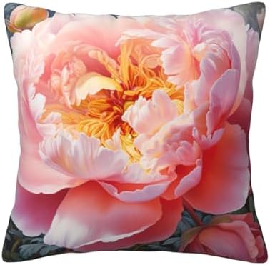 Garden Peony Throw Pillow 12x12 Inch