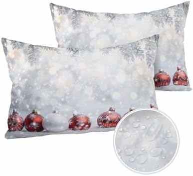Waterproof Pillow Protector 2 Pack - White Snow Pine Needles Design