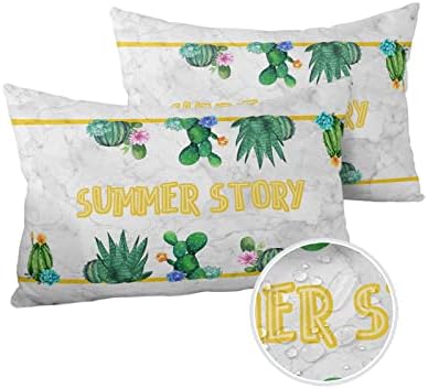 Waterproof Pillow Protector 2 Pack with Zipper and Marble Texture