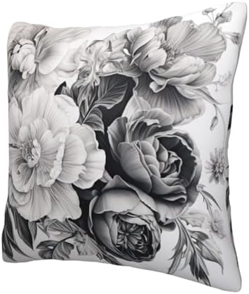 Ogniwo Floral Graphite Throw Pillow 12x12 Inch Soft Square Cushion Cover