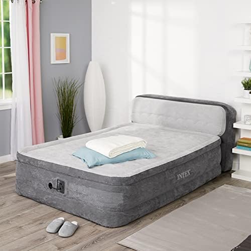Intex Dura-Beam Ultra Plush Air Mattress with Headboard Queen Gray