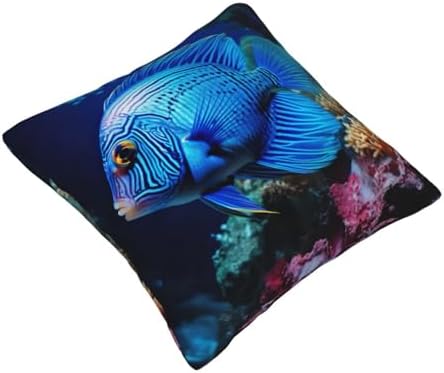 Ogniwo Blue Ocean Fish Throw Pillow 12x12 Inch