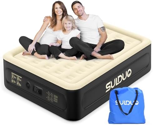 SULDUO Luxury Queen Air Mattress with Built In Pump and Carry Bag
