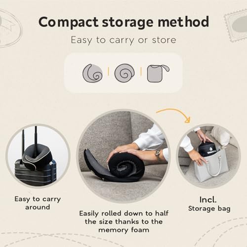 TRAVARA Travel Pillow with 360 Memory Foam Support