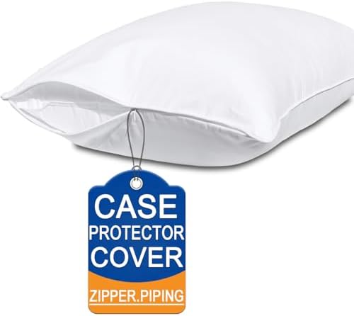 Precoco King Size Pillow Protectors - 100 Cotton with Hidden Zipper