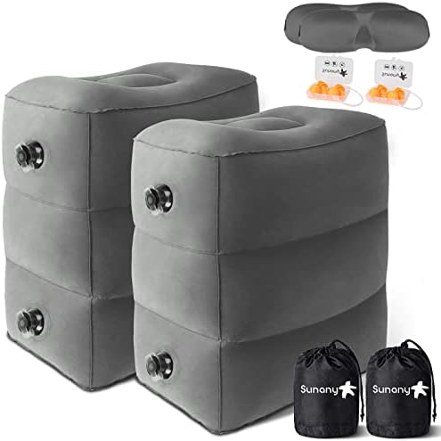 Sunany Inflatable Foot Rest Pillow - 2 Pack Adjustable Height Dark Grey