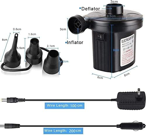 Ncidole FBve Electric Air Pump - Dual Power 3 Nozzles Quick Fill