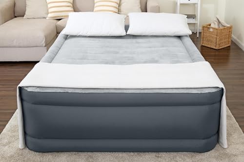 SleepLux Tough Guard Queen Air Mattress 22 with Pump and Snugable Top