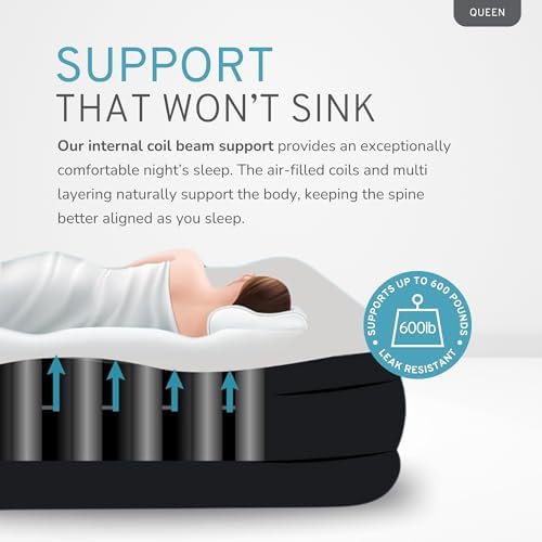 RestElevated Luxury Pillow Top Queen Air Mattress Black Cream