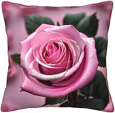 Ogniwo Pink Rose Throw Pillow 12x12 Inch Soft Square Cushion Cover
