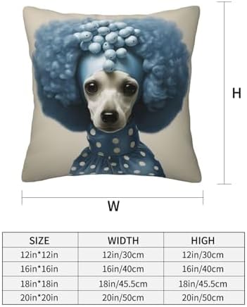 Ogniwo Blue Poodle Polka Dot Throw Pillow 12x12 Inch Soft Square Cushion Cover