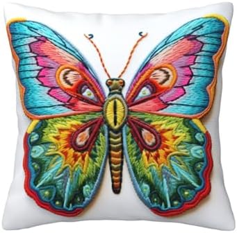 Ogniwo Embroidery Butterfly Throw Pillow Soft 12x12 Inch Cushion Case