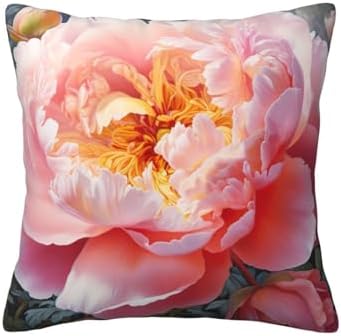 Garden Peony Throw Pillow 12x12 Inch