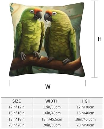 Ogniwo Couple Parrots Olive Throw Pillow 12x12 Inch