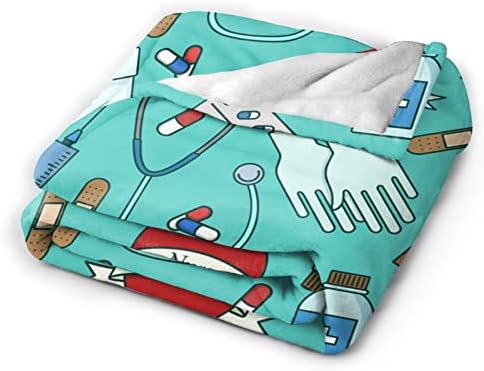 Nurse Medical Theme Blanket for Women - Ultra Plush Flannel Throw 50x40
