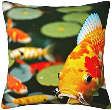 Ogniwo Japanese Koi Fish Throw Pillow 12x12 Inch