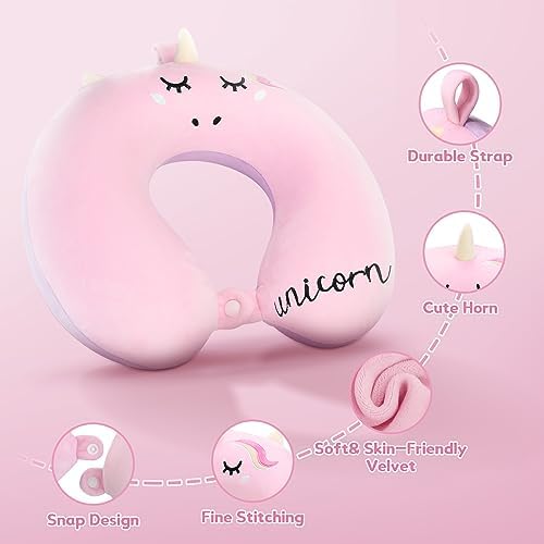 Unicorn Kids Travel Neck Pillow with Eye Mask 1
