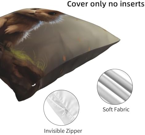 Ogniwo Cute Bunny Throw Pillow 12x12 Inch Soft Square Cushion Case