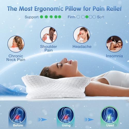 Vuteehy Cervical Neck Pillow for Pain Relief and Cooling Support