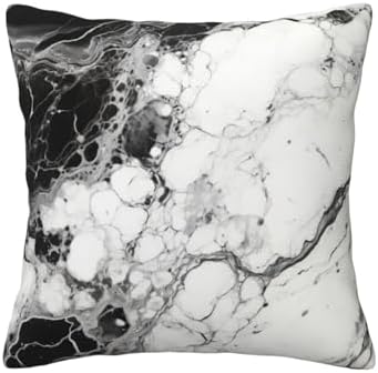Ogniwo Black White Marble Throw Pillow 12x12 Inch