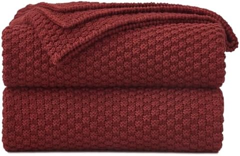 Longhui Bedding Wine Red Knitted Throw Blanket
