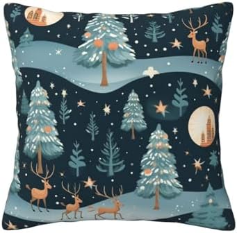 Ogniwo Blue Christmas Tree Throw Pillow 12x12 Inch 1