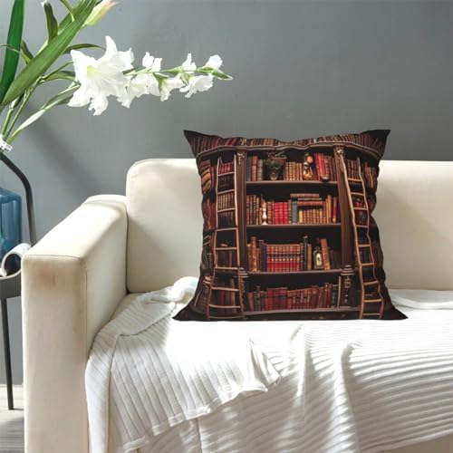 Ogniwo Library Bookshelf Throw Pillow 12x12 Inch Soft Square Cushion Case